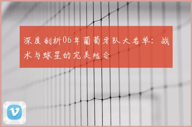 深度剖析06年葡萄牙队大名单:战术与球星的完美结合